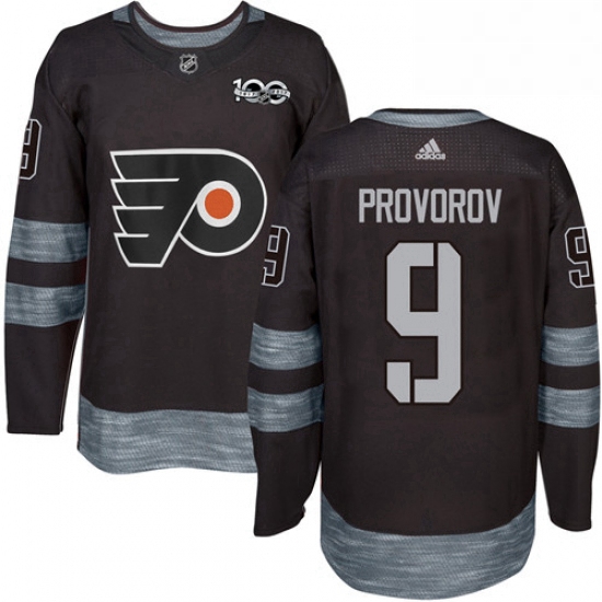 Mens Adidas Philadelphia Flyers 9 Ivan Provorov Authentic Black 1917 2017 100th Anniversary NHL Jers