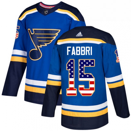 Mens Adidas St Louis Blues 15 Robby Fabbri Authentic Blue USA Flag Fashion NHL Jersey