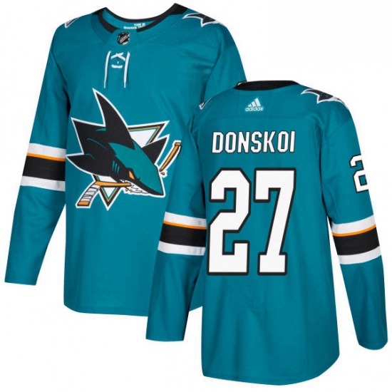 Mens Adidas San Jose Sharks 27 Joonas Donskoi Authentic Teal Green Home NHL Jersey