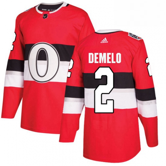 Mens Adidas Ottawa Senators 2 Dylan DeMelo Authentic Red 2017 100 Classic NHL Jersey