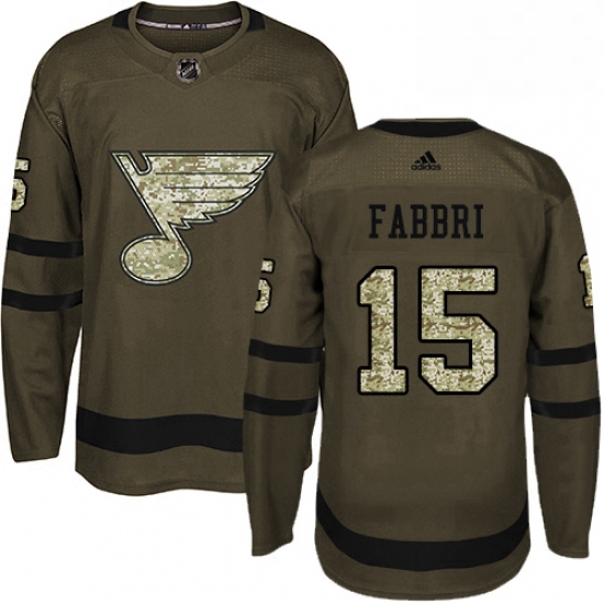 Mens Adidas St Louis Blues 15 Robby Fabbri Premier Green Salute to Service NHL Jersey