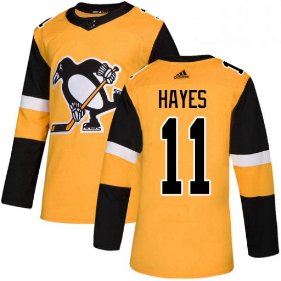 Mens Adidas Pittsburgh Penguins 11 Jimmy Hayes Authentic Gold Alternate NHL Jersey