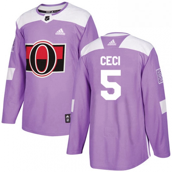 Mens Adidas Ottawa Senators 5 Cody Ceci Authentic Purple Fights 