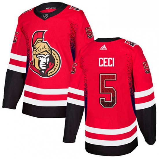 Mens Adidas Ottawa Senators 5 Cody Ceci Authentic Red Drift Fashion NHL Jersey