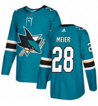 Mens Adidas San Jose Sharks 28 Timo Meier Authentic Teal Green Home NHL Jersey