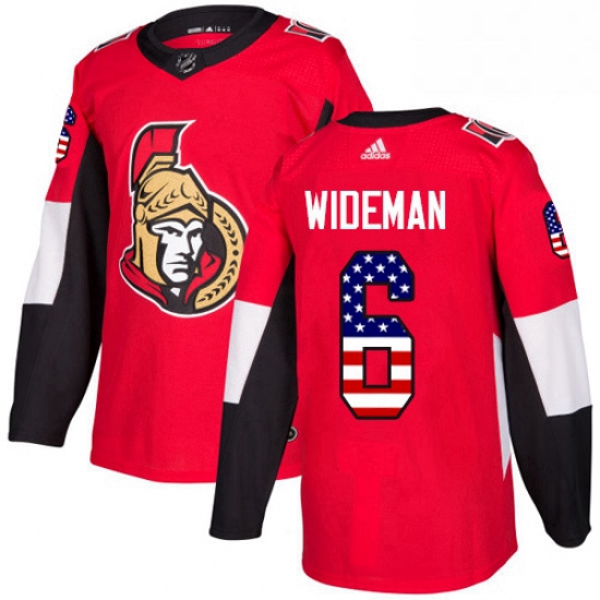 Mens Adidas Ottawa Senators 6 Chris Wideman Authentic Red USA Flag Fashion NHL Jersey