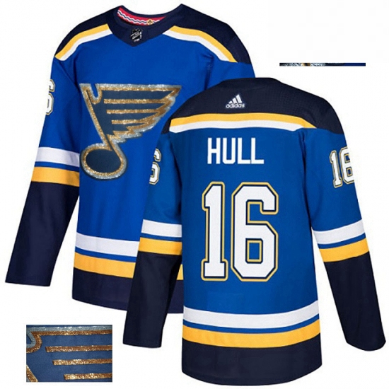 Mens Adidas St Louis Blues 16 Brett Hull Authentic Royal Blue Fa