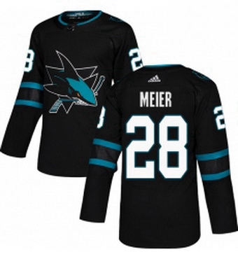 Mens Adidas San Jose Sharks 28 Timo Meier Premier Black Alternate NHL Jersey