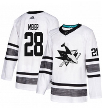 Mens Adidas San Jose Sharks 28 Timo Meier White 2019 All Star Game Parley Authentic Stitched NHL Jer