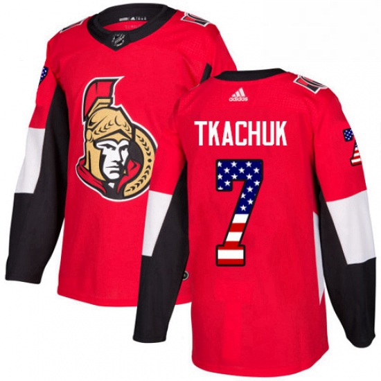 Mens Adidas Ottawa Senators 7 Brady Tkachuk Authentic Red USA Fl
