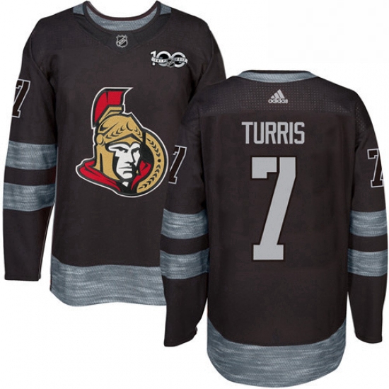 Mens Adidas Ottawa Senators 7 Kyle Turris Authentic Black 1917 2017 100th Anniversary NHL Jersey