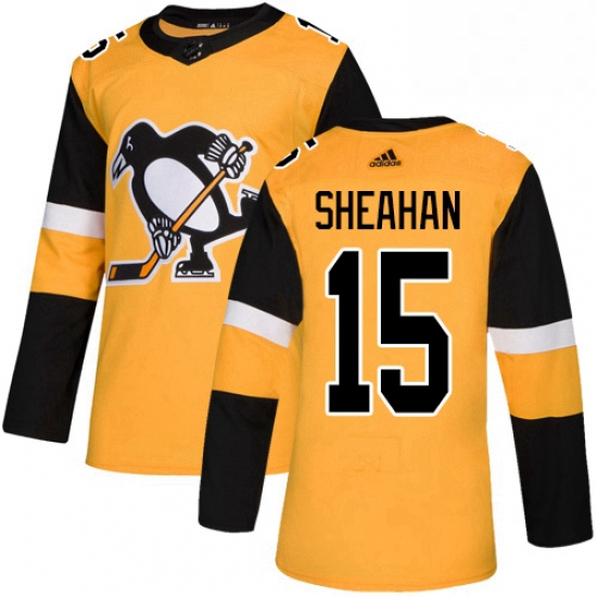 Mens Adidas Pittsburgh Penguins 15 Riley Sheahan Premier Gold Alternate NHL Jersey