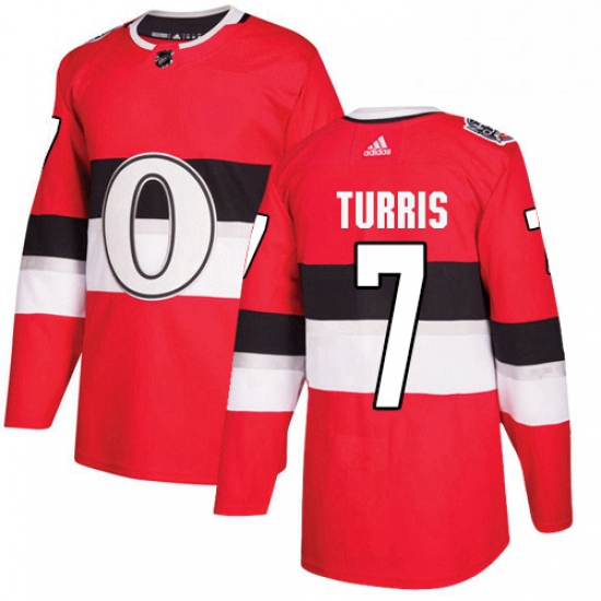 Mens Adidas Ottawa Senators 7 Kyle Turris Authentic Red 2017 100 Classic NHL Jersey