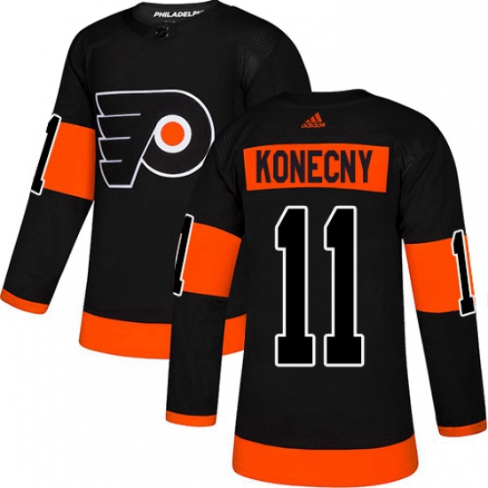 Mens Adidas Philadelphia Flyers 11 Travis Konecny Premier Black Alternate NHL Jersey