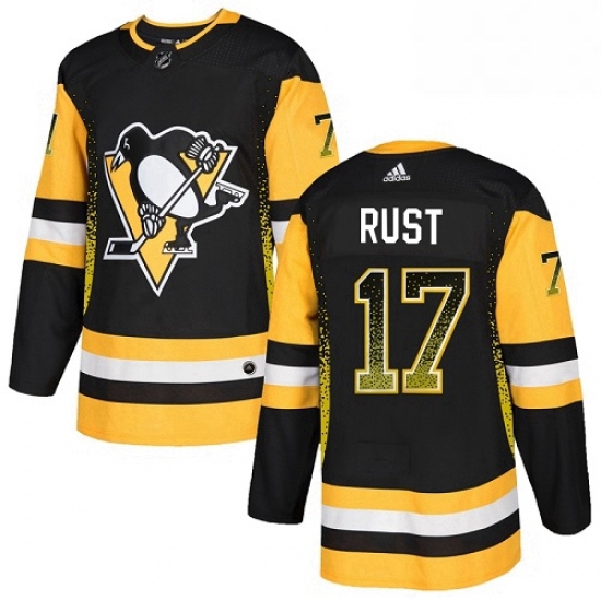 Mens Adidas Pittsburgh Penguins 17 Bryan Rust Authentic Black Drift Fashion NHL Jersey