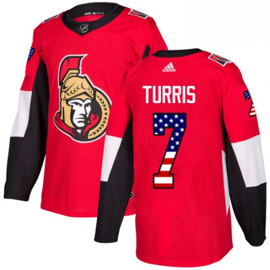 Mens Adidas Ottawa Senators 7 Kyle Turris Authentic Red USA Flag Fashion NHL Jersey