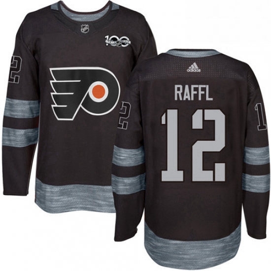 Mens Adidas Philadelphia Flyers 12 Michael Raffl Authentic Black 1917 2017 100th Anniversary NHL Jer