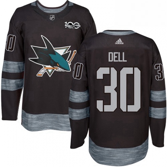 Mens Adidas San Jose Sharks 30 Aaron Dell Premier Black 1917 201