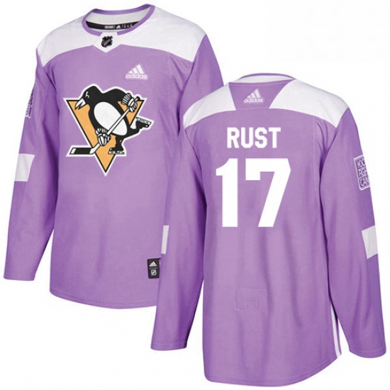 Mens Adidas Pittsburgh Penguins 17 Bryan Rust Authentic Purple Fights Cancer Practice NHL Jersey