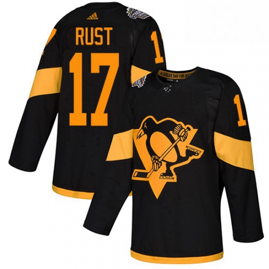 Mens Adidas Pittsburgh Penguins 17 Bryan Rust Black Authentic 2019 Stadium Series Stitched NHL Jerse