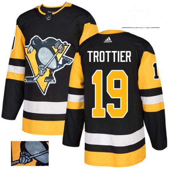 Mens Adidas Pittsburgh Penguins 19 Bryan Trottier Authentic Blac