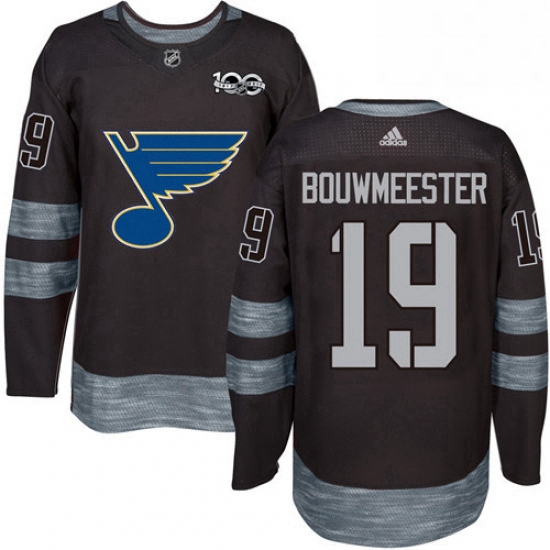 Mens Adidas St Louis Blues 19 Jay Bouwmeester Authentic Black 1917 2017 100th Anniversary NHL Jersey