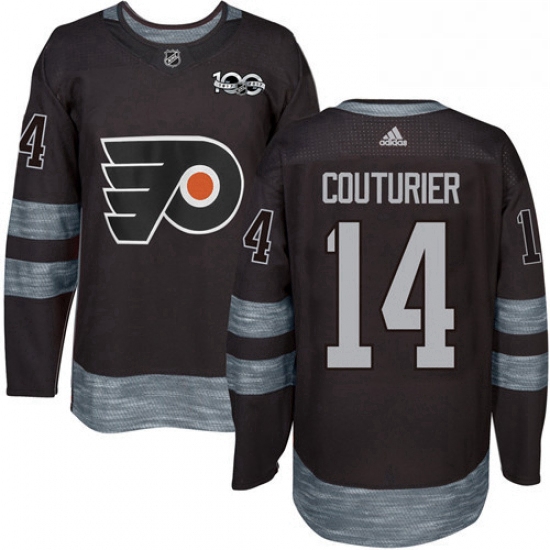 Mens Adidas Philadelphia Flyers 14 Sean Couturier Authentic Black 1917 2017 100th Anniversary NHL Je