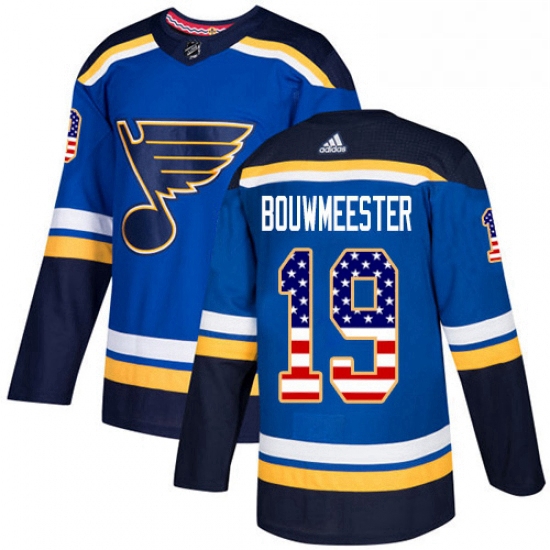 Mens Adidas St Louis Blues 19 Jay Bouwmeester Authentic Blue USA Flag Fashion NHL Jersey