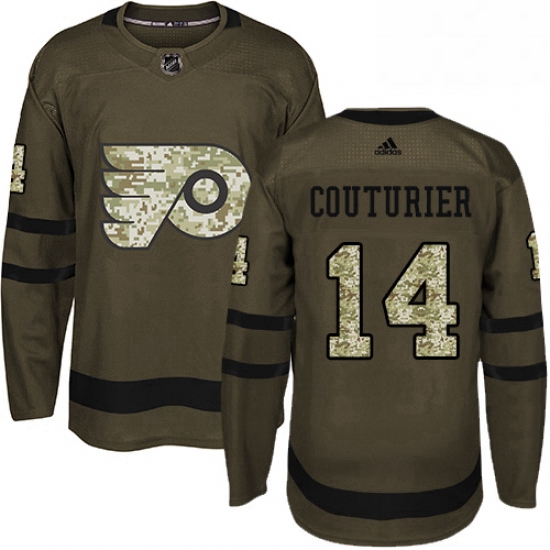 Mens Adidas Philadelphia Flyers 14 Sean Couturier Authentic Green Salute to Service NHL Jersey