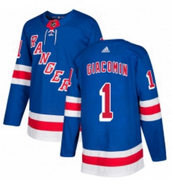 Mens Adidas New York Rangers 1 Eddie Giacomin Authentic Royal Blue Home NHL Jersey