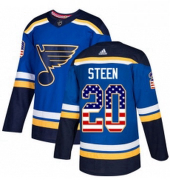 Mens Adidas St Louis Blues 20 Alexander Steen Authentic Blue USA Flag Fashion NHL Jersey