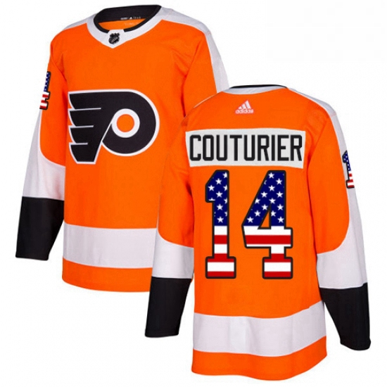 Mens Adidas Philadelphia Flyers 14 Sean Couturier Authentic Orange USA Flag Fashion NHL Jersey