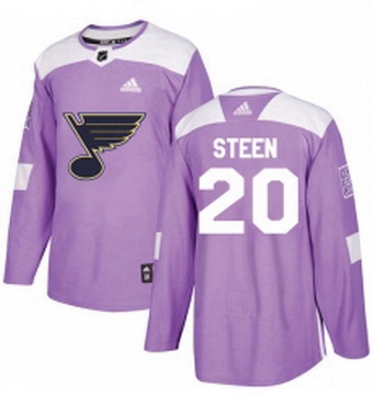 Mens Adidas St Louis Blues 20 Alexander Steen Authentic Purple Fights Cancer Practice NHL Jersey