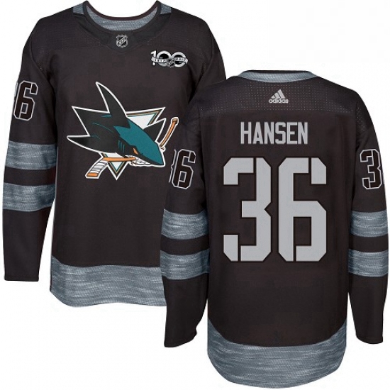 Mens Adidas San Jose Sharks 36 Jannik Hansen Premier Black 1917 2017 100th Anniversary NHL Jersey