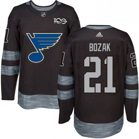 Mens Adidas St Louis Blues 21 Tyler Bozak Authentic Black 1917 2017 100th Anniversary NHL Jersey