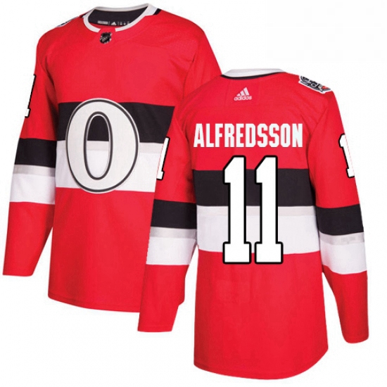 Mens Adidas Ottawa Senators 11 Daniel Alfredsson Authentic Red 2017 100 Classic NHL Jersey