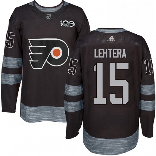 Mens Adidas Philadelphia Flyers 15 Jori Lehtera Authentic Black 1917 2017 100th Anniversary NHL Jers