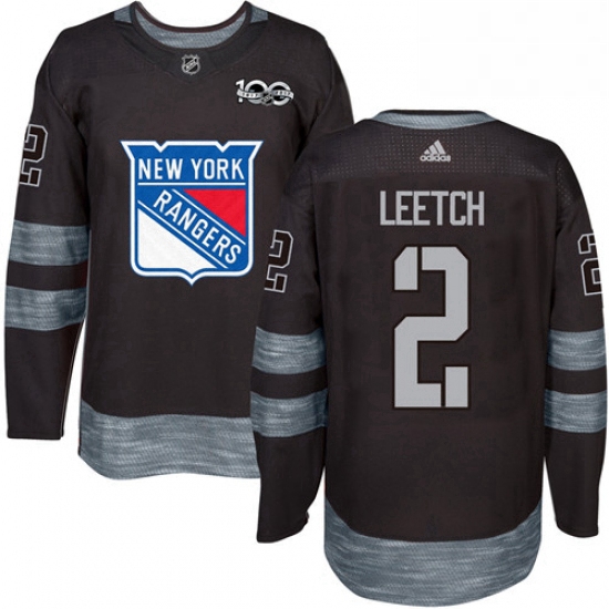 Mens Adidas New York Rangers 2 Brian Leetch Premier Black 1917 2017 100th Anniversary NHL Jersey