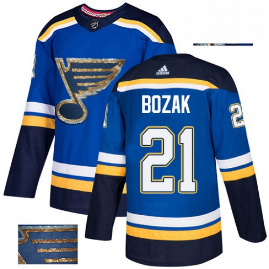 Mens Adidas St Louis Blues 21 Tyler Bozak Authentic Royal Blue F