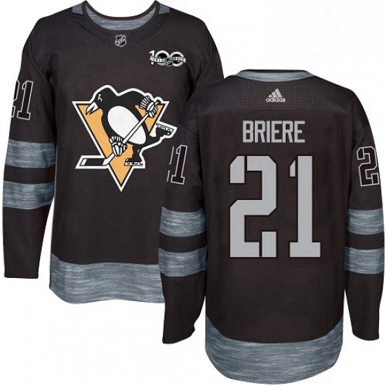 Mens Adidas Pittsburgh Penguins 21 Michel Briere Authentic Black 1917 2017 100th Anniversary NHL Jer