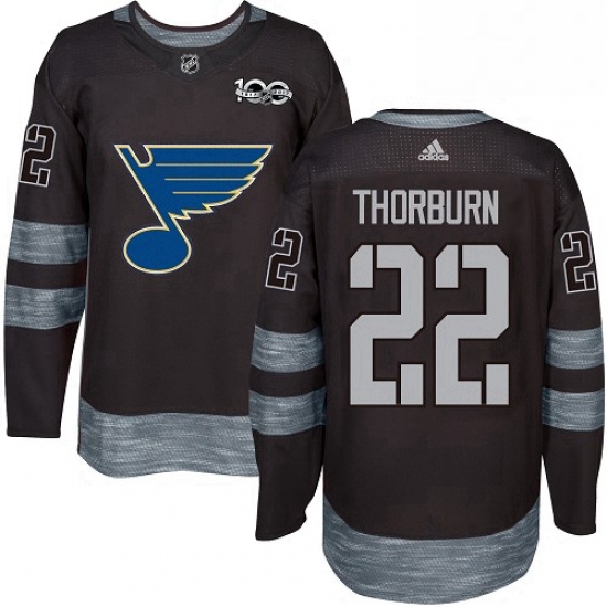 Mens Adidas St Louis Blues 22 Chris Thorburn Authentic Black 1917 2017 100th Anniversary NHL Jersey