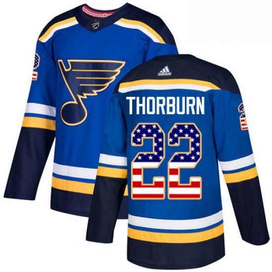 Mens Adidas St Louis Blues 22 Chris Thorburn Authentic Blue USA 