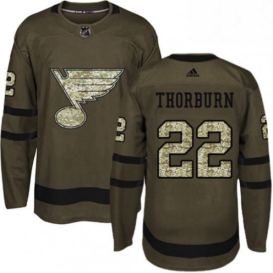 Mens Adidas St Louis Blues 22 Chris Thorburn Authentic Green Salute to Service NHL Jersey