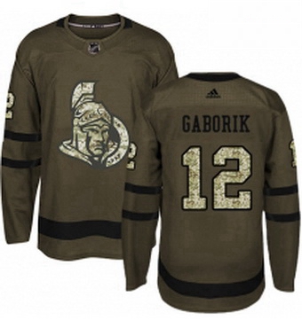 Mens Adidas Ottawa Senators 12 Marian Gaborik Authentic Green Salute to Service NHL Jersey