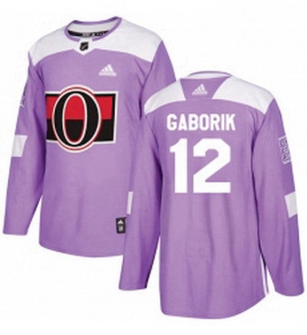 Mens Adidas Ottawa Senators 12 Marian Gaborik Authentic Purple Fights Cancer Practice NHL Jersey