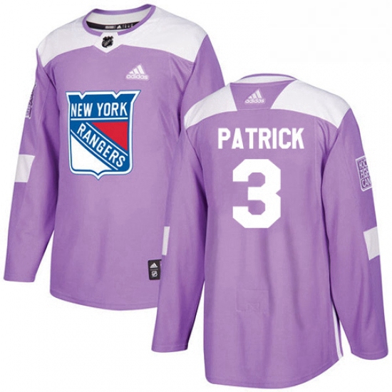 Mens Adidas New York Rangers 3 James Patrick Authentic Purple Fights Cancer Practice NHL Jersey