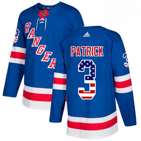 Mens Adidas New York Rangers 3 James Patrick Authentic Royal Blue USA Flag Fashion NHL Jersey