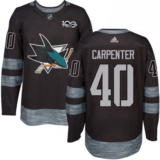 Mens Adidas San Jose Sharks 40 Ryan Carpenter Authentic Black 1917 2017 100th Anniversary NHL Jersey