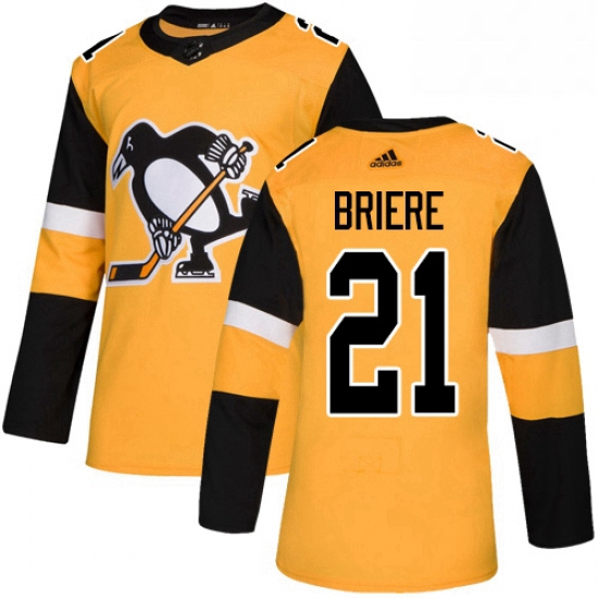 Mens Adidas Pittsburgh Penguins 21 Michel Briere Premier Gold Alternate NHL Jersey