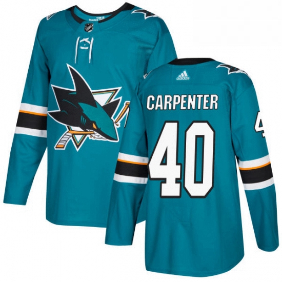 Mens Adidas San Jose Sharks 40 Ryan Carpenter Authentic Teal Green Home NHL Jersey